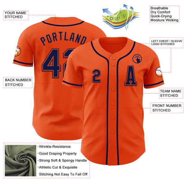 Custom Orange Navy Authentic Baseball Jersey