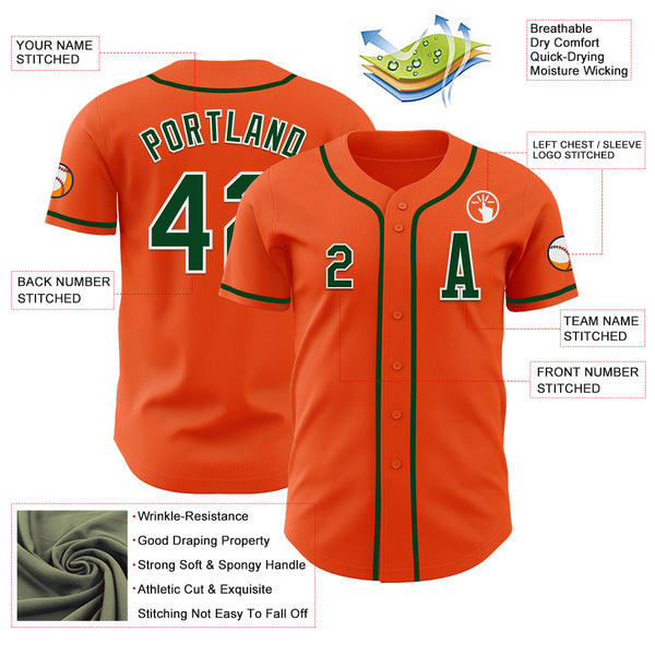 Custom Orange Green-White Authentic Baseball Jersey