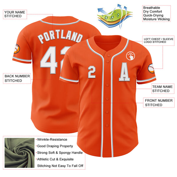 Custom Orange White-Gray Authentic Baseball Jersey