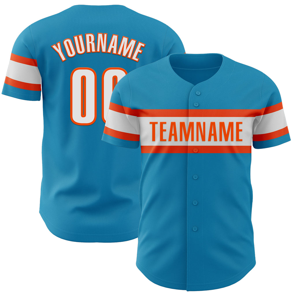 Custom Panther Blue White-Orange Authentic Baseball Jersey