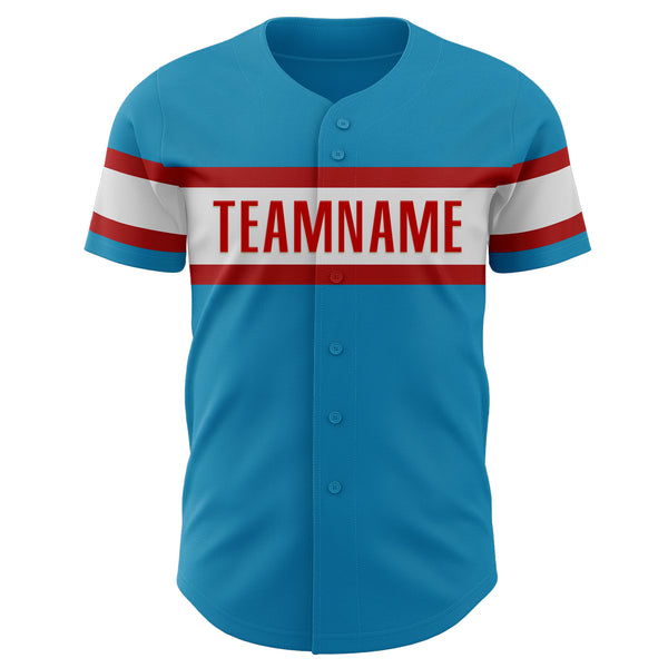 Custom Panther Blue White-Red Authentic Baseball Jersey