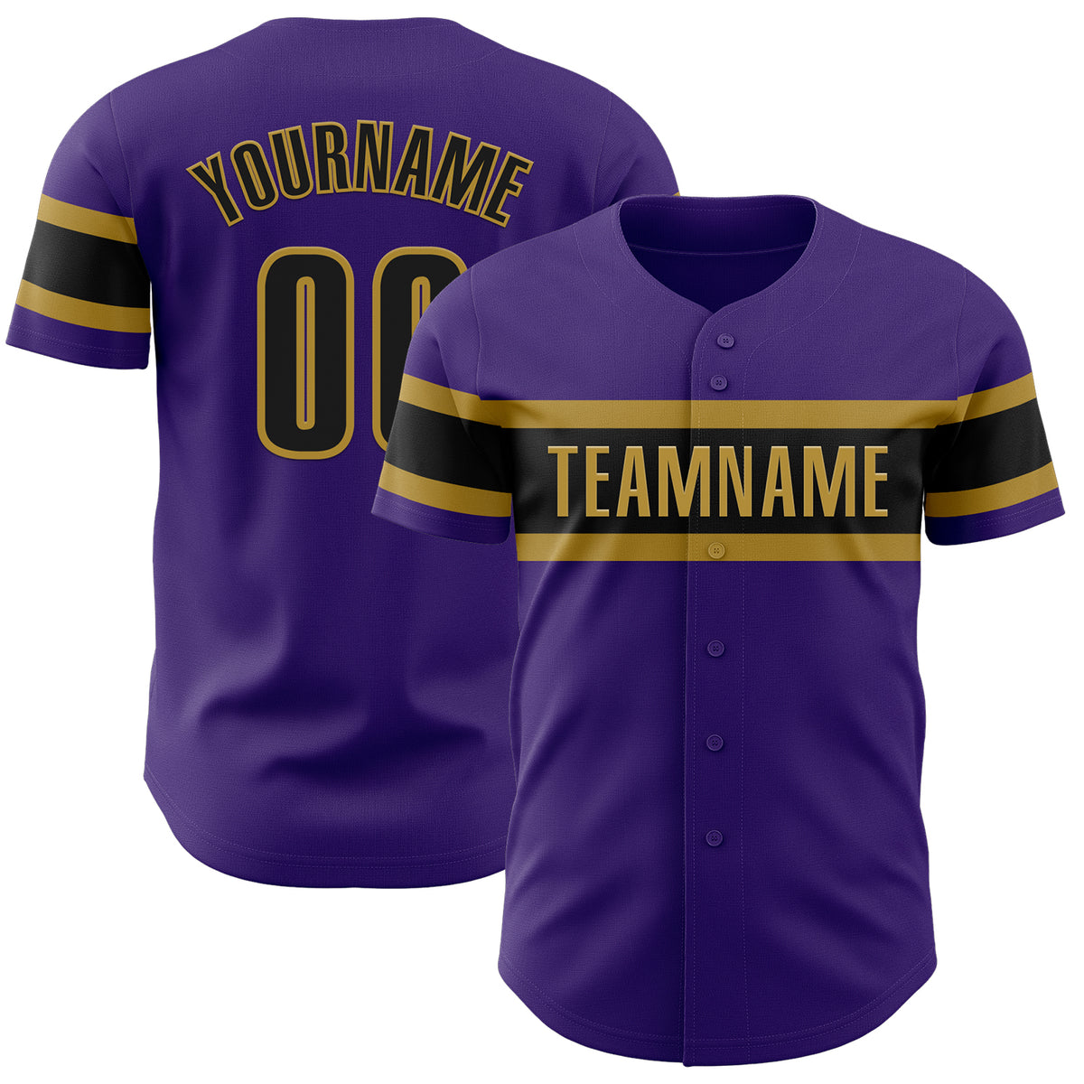 Custom Purple Black-Old Gold Authentic Baseball Jersey Free Shipping ...