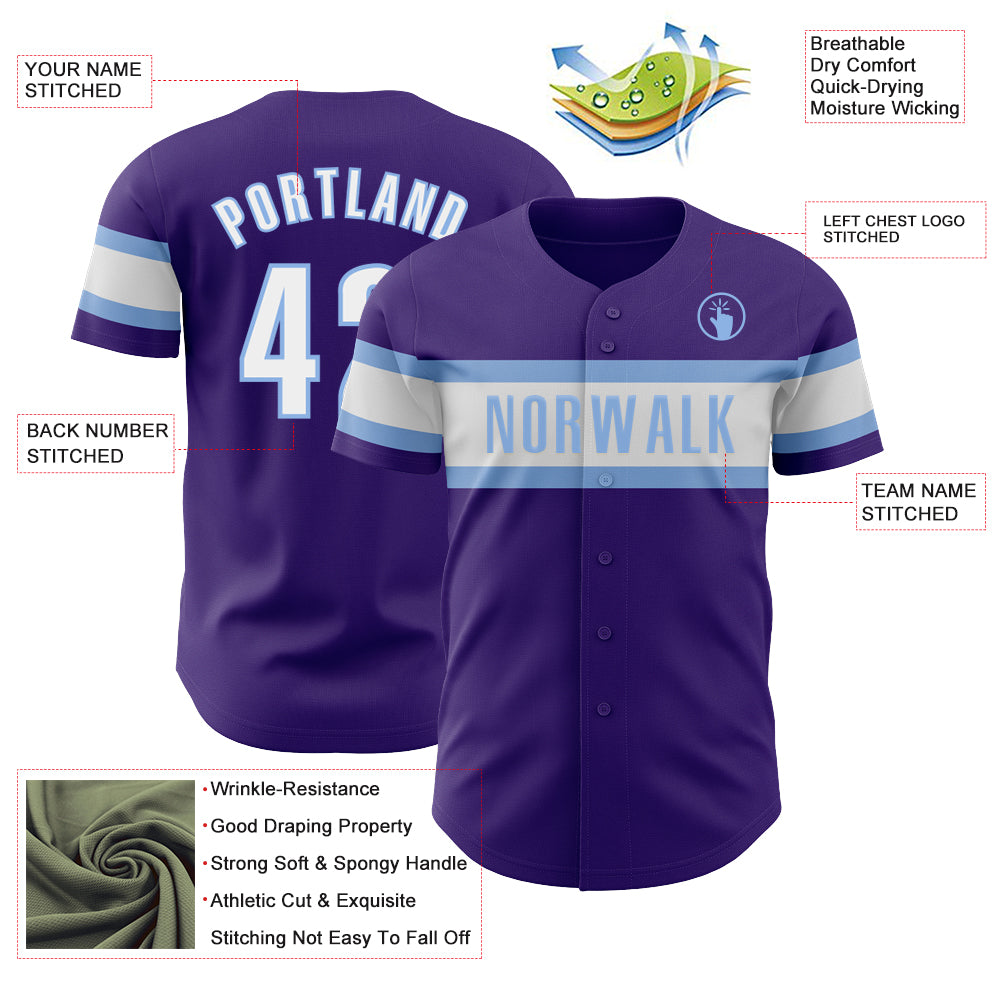 Custom Purple White-Light Blue Authentic Baseball Jersey Free Shipping ...