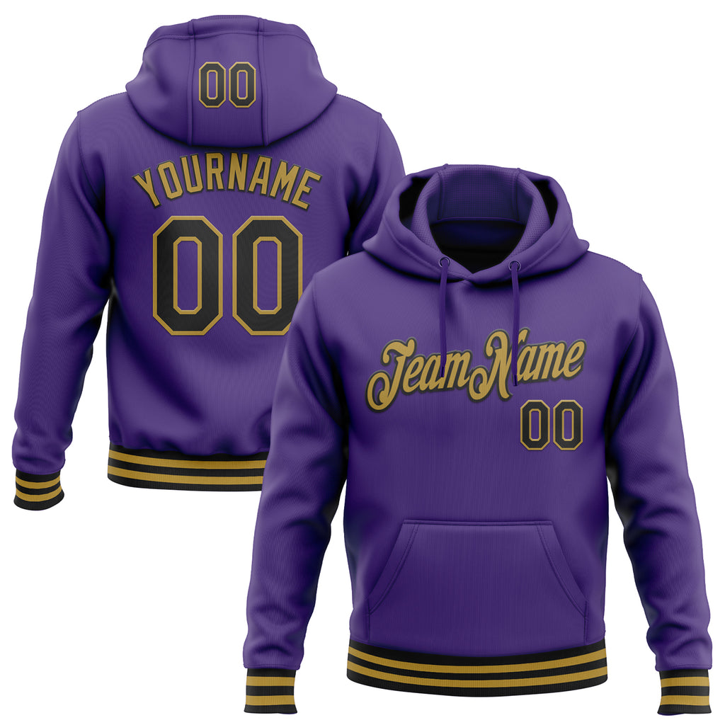 Custom Stitched Purple Black-Old Gold Sports Pullover Sweatshirt Hoodie