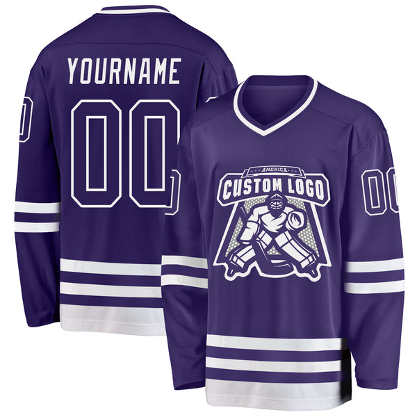 Custom Purple White Hockey Jersey