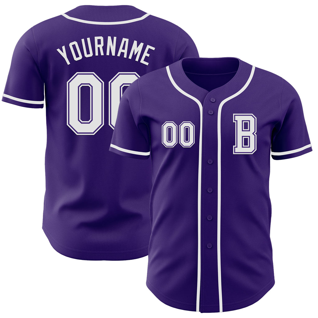 Custom Purple White Authentic Baseball Jersey