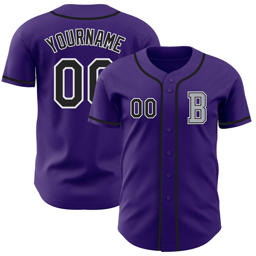 Custom Purple Black-Gray Authentic Baseball Jersey