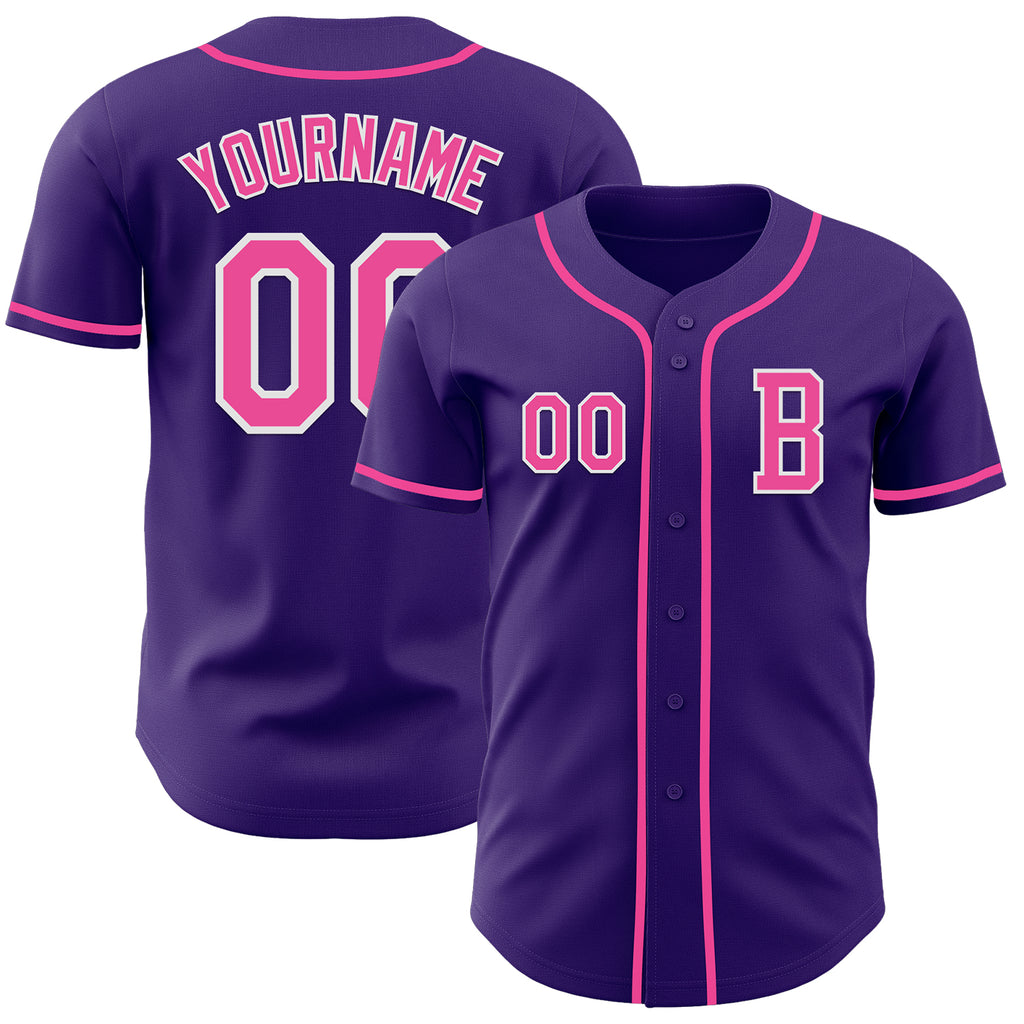 Custom Purple Pink-White Authentic Baseball Jersey