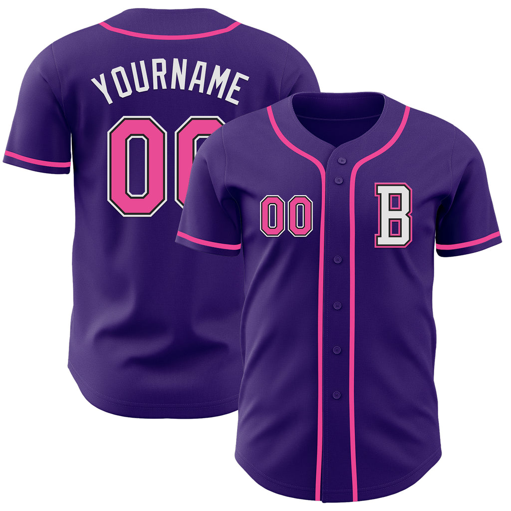 Custom Purple Pink-Black Authentic Baseball Jersey