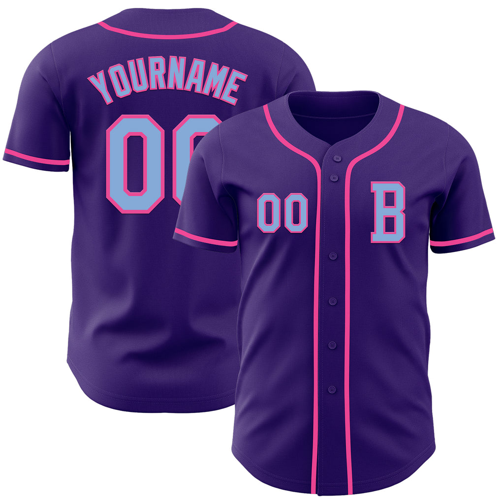 Custom Purple Light Blue-Pink Authentic Baseball Jersey