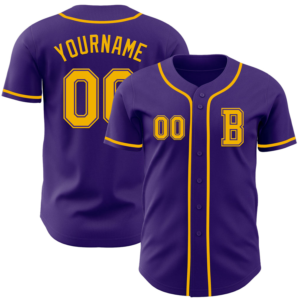 Custom Purple Gold Authentic Baseball Jersey