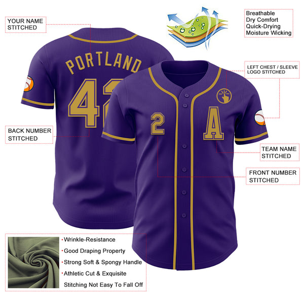 Custom Purple Old Gold Authentic Baseball Jersey