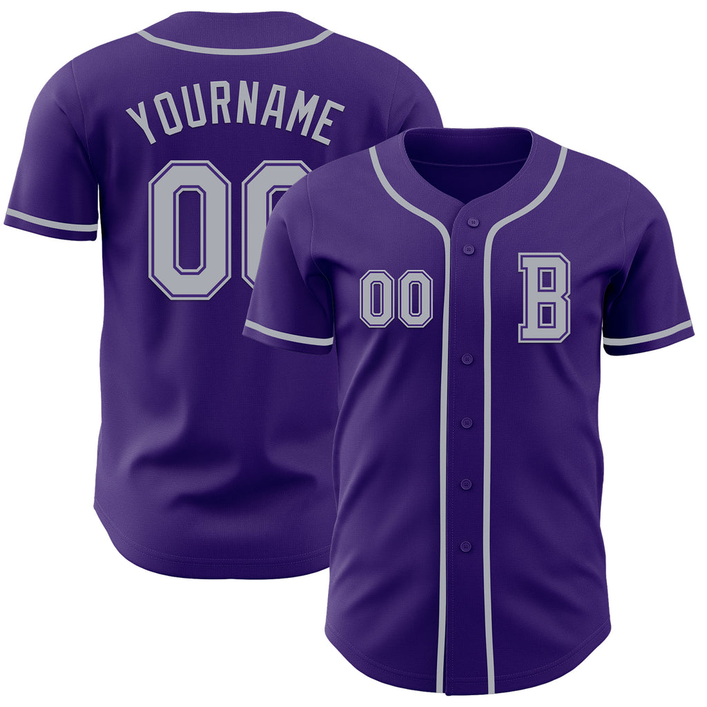 Custom Purple Gray Authentic Baseball Jersey