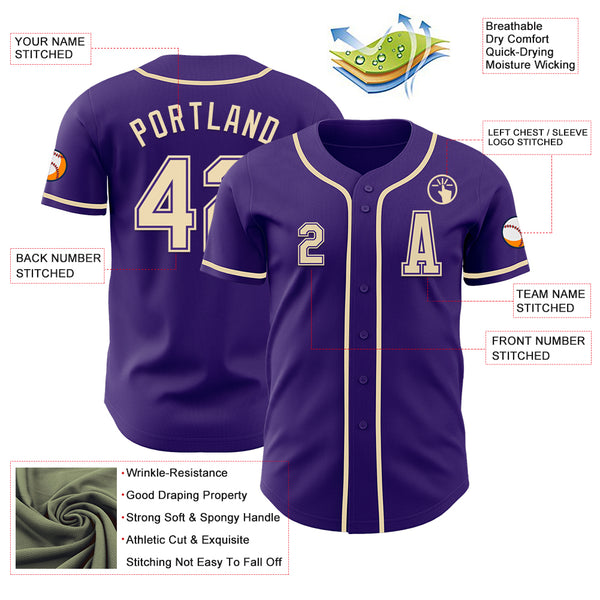 Custom Purple Cream Authentic Baseball Jersey