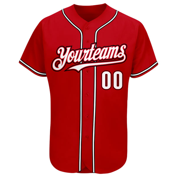 Custom Red White-Black Authentic Baseball Jersey