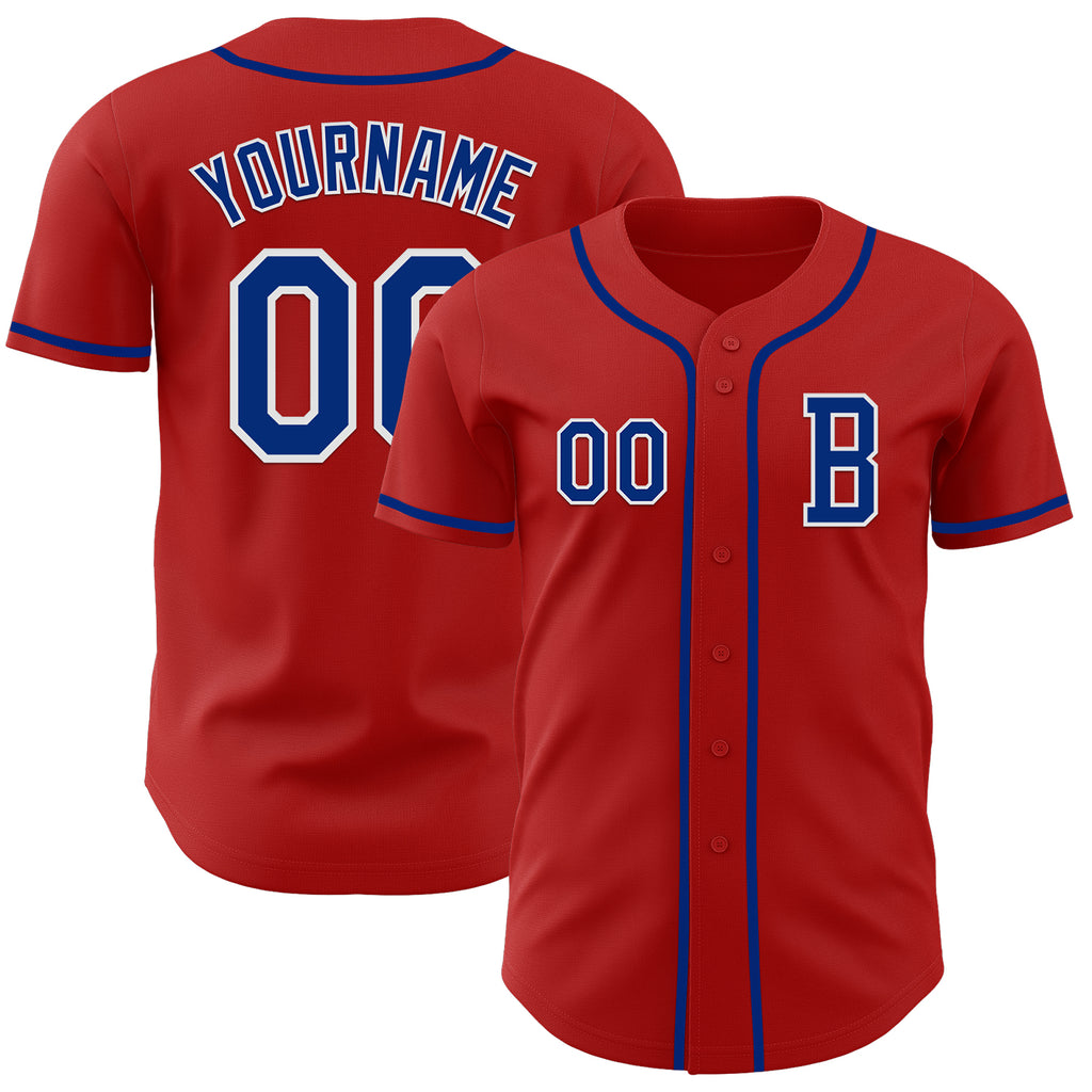 Custom Red Royal-White Authentic Baseball Jersey