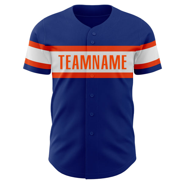 Custom Royal White-Orange Authentic Baseball Jersey