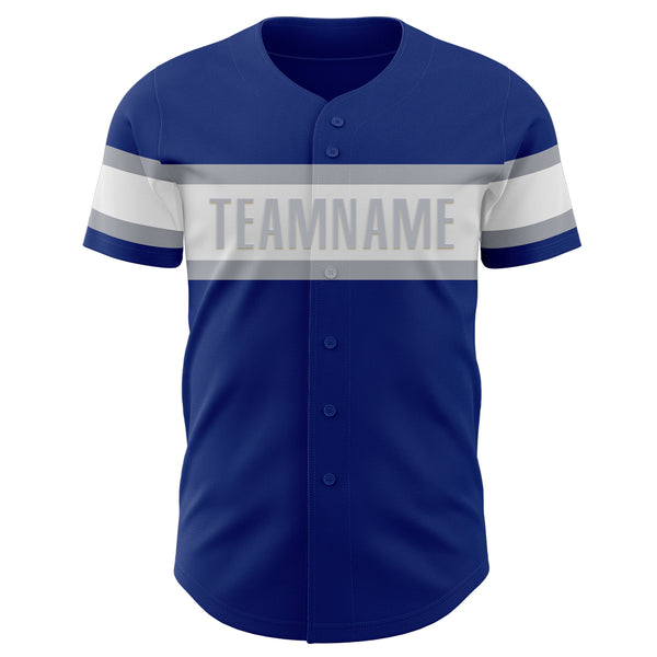 Custom Royal White-Gray Authentic Baseball Jersey