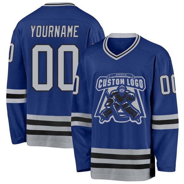 Custom Royal Gray-Black Hockey Jersey