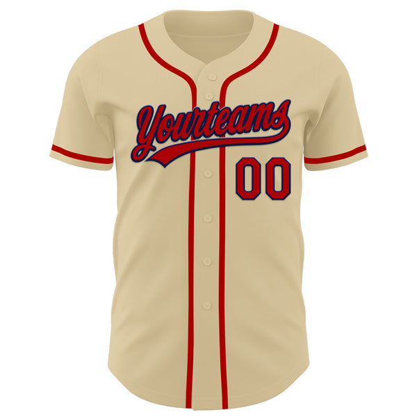 Custom Sand Red-Navy Authentic Baseball Jersey