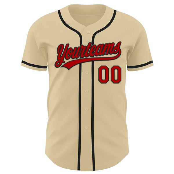 Custom Sand Red-Black Authentic Baseball Jersey