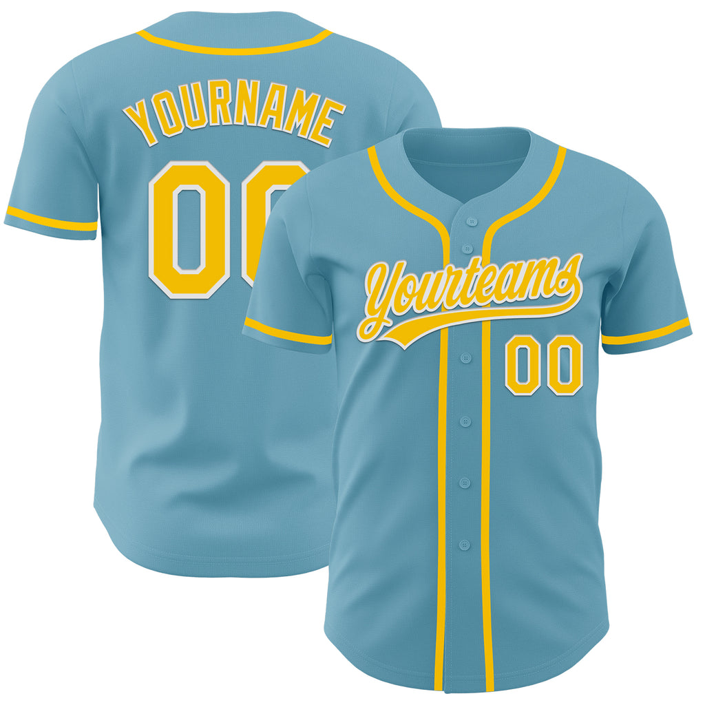 Custom Shadow Blue Yellow-White Authentic Baseball Jersey