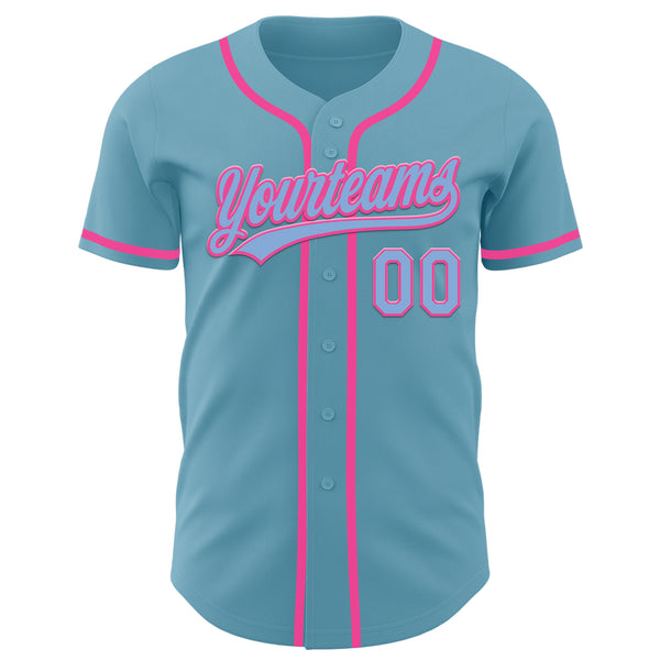 Custom Shadow Blue Light Blue-Pink Authentic Baseball Jersey