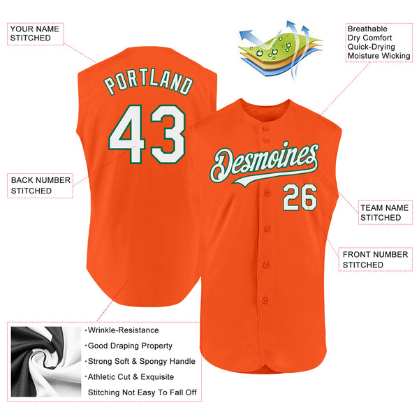 Custom Orange White-Kelly Green Authentic Sleeveless Baseball Jersey