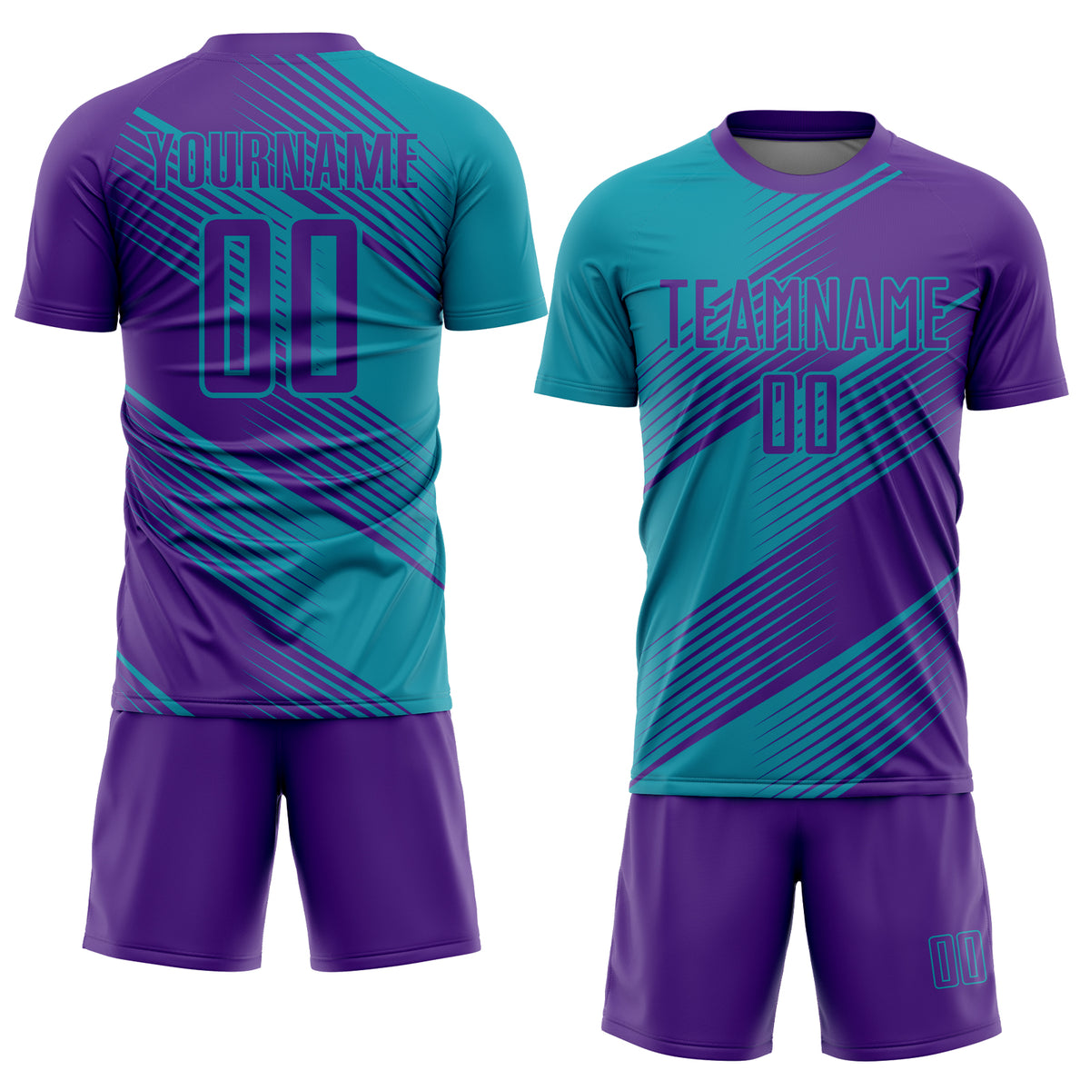 Custom Teal Purple Sublimation Soccer Uniform Jersey – Fiitg