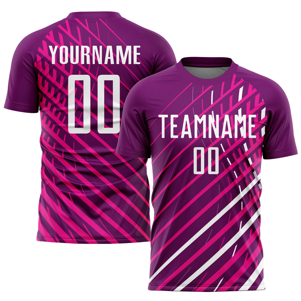 Custom Pink White-Crimson Sublimation Soccer Uniform Jersey