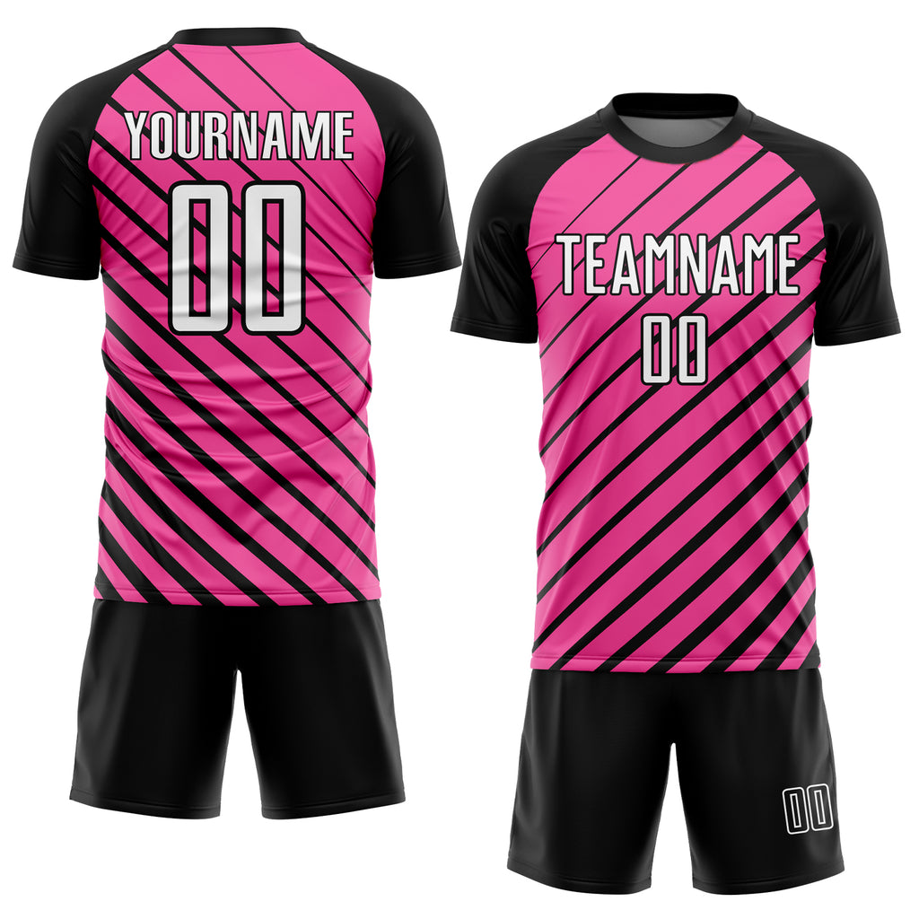 Custom Pink Pink-Black Sublimation Soccer Uniform Jersey Free Shipping –  Fiitg