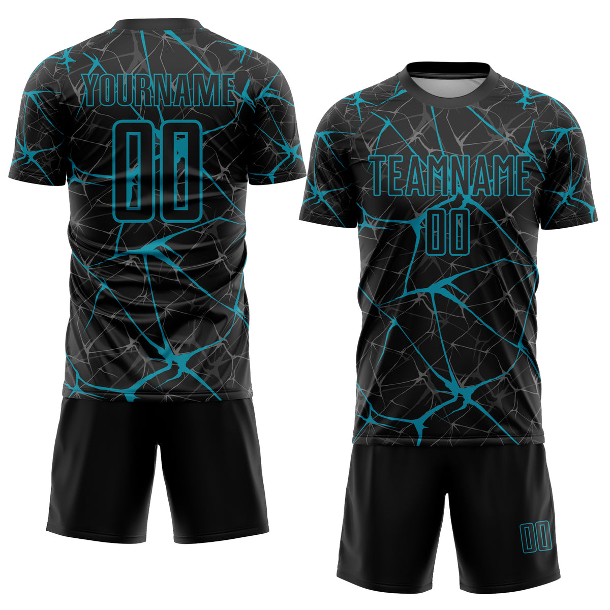 Custom Black Teal Sublimation Soccer Uniform Jersey – Fiitg