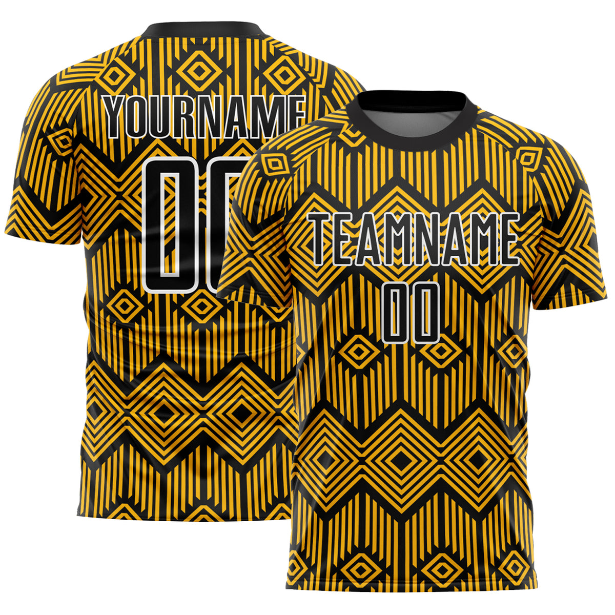 Custom Gold Black-White Abstract Geometric Shapes Sublimation Soccer ...