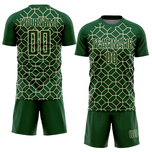 Custom Green City Cream Geometric Shapes Sublimation Soccer Uniform Jersey
