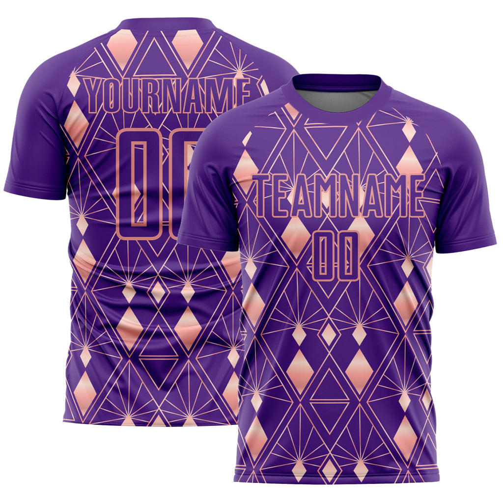 Custom Purple Light Pink Geometric Shapes Sublimation Soccer Uniform Jersey