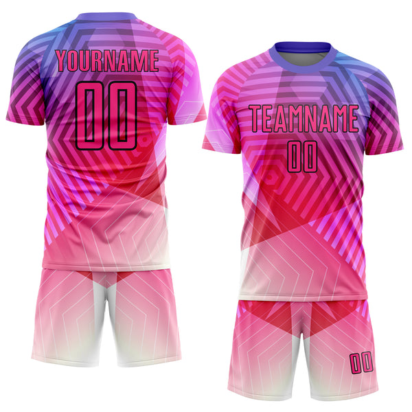 Custom Purple Pink-Black Geometric Shapes Sublimation Soccer Uniform Jersey