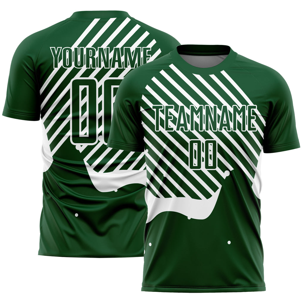 Custom Green White Lines Sublimation Soccer Uniform Jersey