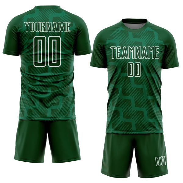 Custom Green White Lines Sublimation Soccer Uniform Jersey