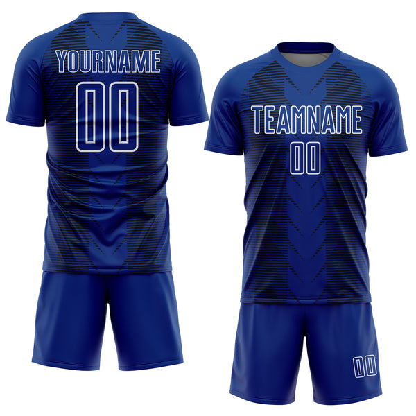 Custom US Navy Blue Black-White Lines Sublimation Soccer Uniform Jersey