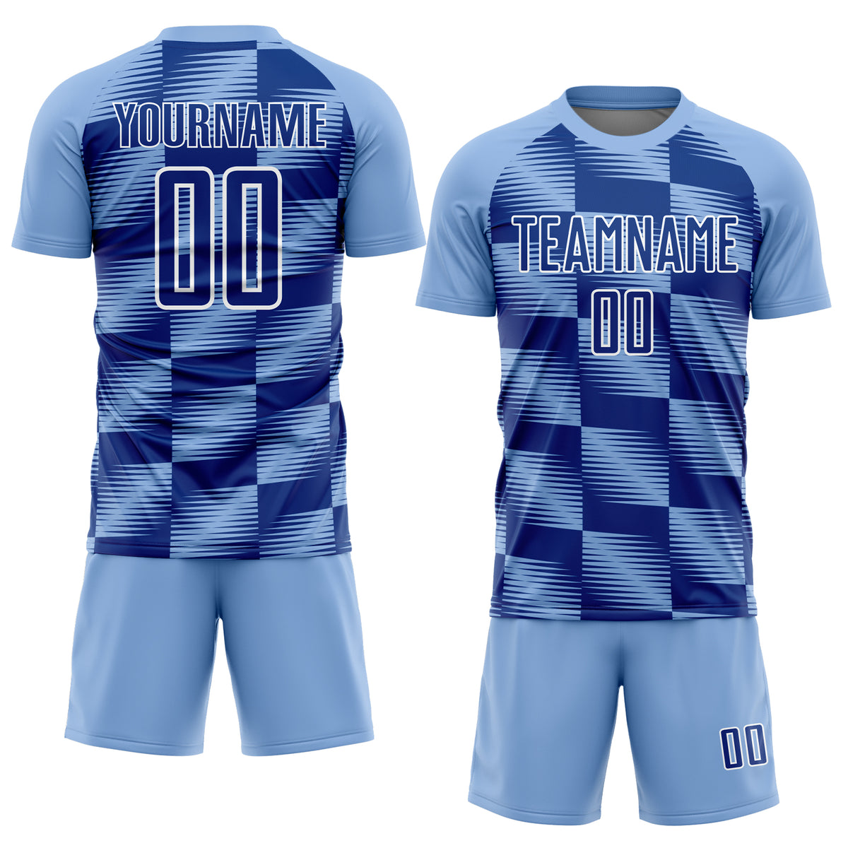 Custom Light Blue Royal-White Lines Sublimation Soccer Uniform Jersey ...