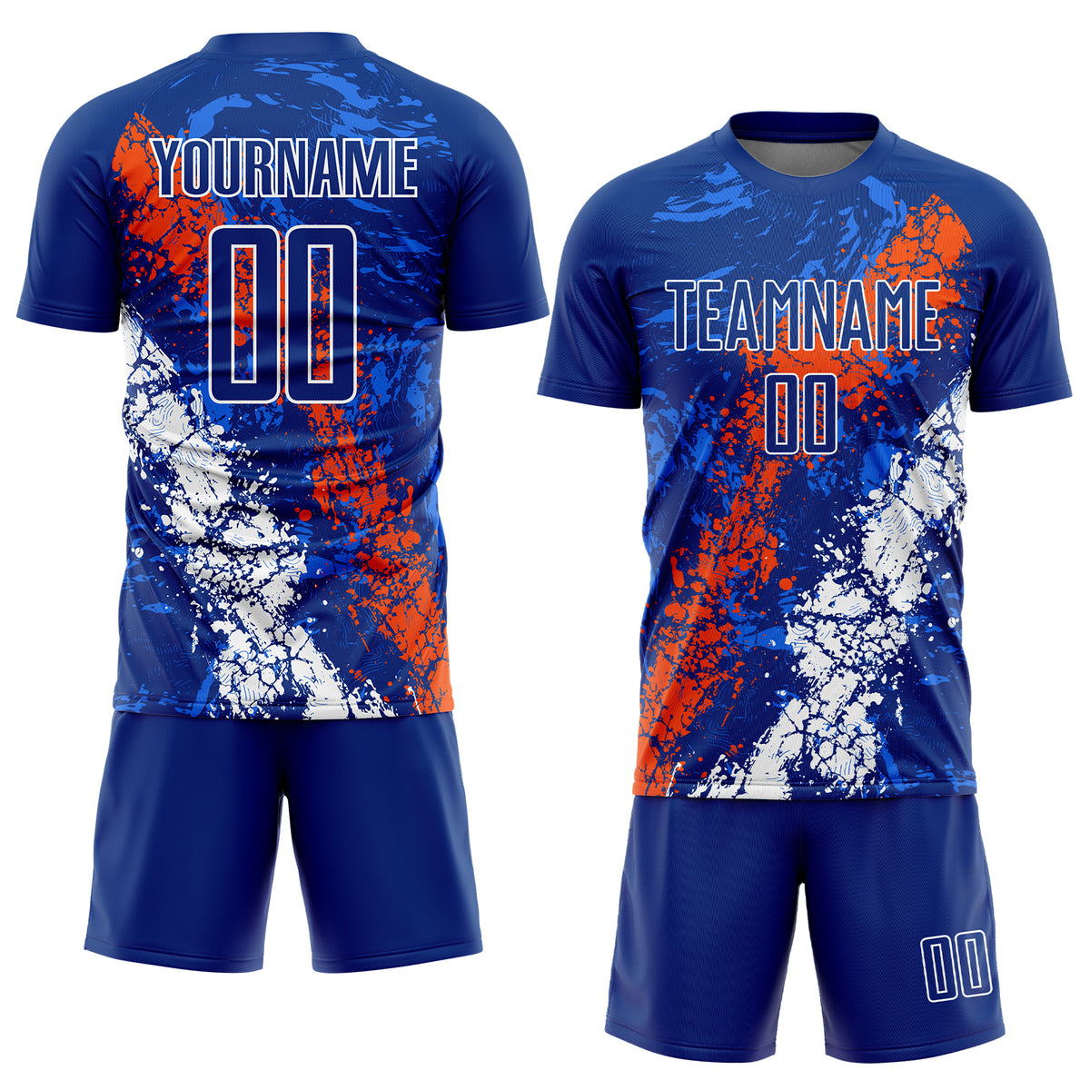 Custom Royal Orange-White Dripping Splatter Art Sublimation Soccer ...