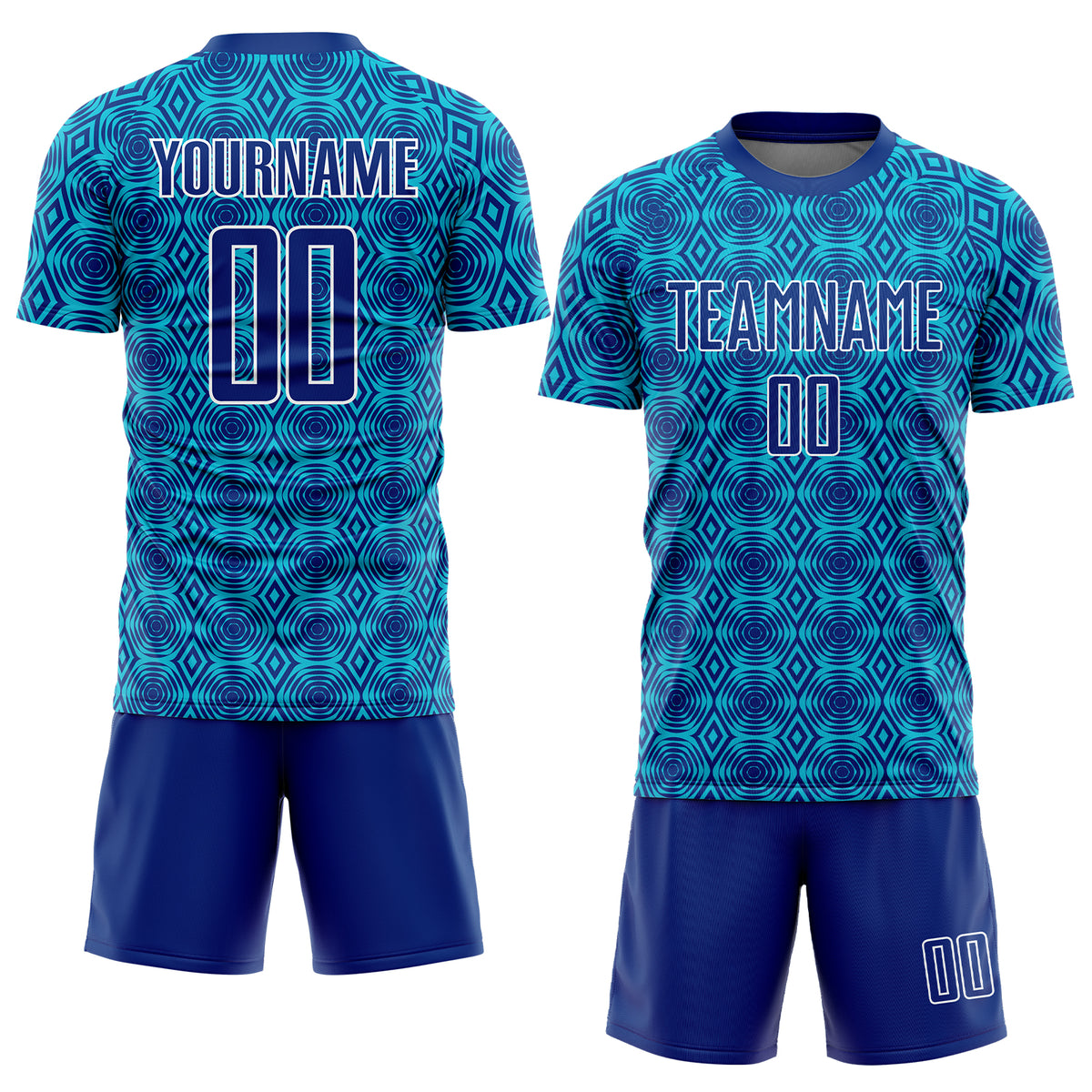 Custom Royal Lakes Blue-White Geometric Shapes Sublimation Soccer ...