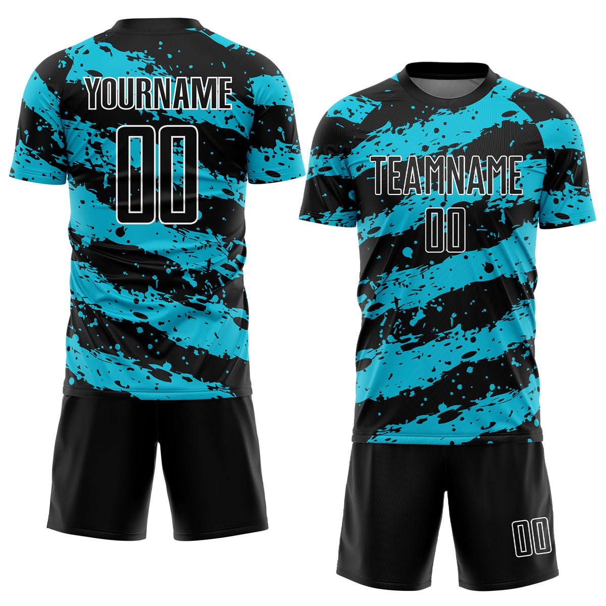 Custom Black Lakes Blue-White Splash Sublimation Soccer Uniform Jersey ...