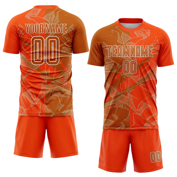 Custom Graffiti Pattern Texas Orange-Orange Scratch Sublimation Soccer Uniform Jersey