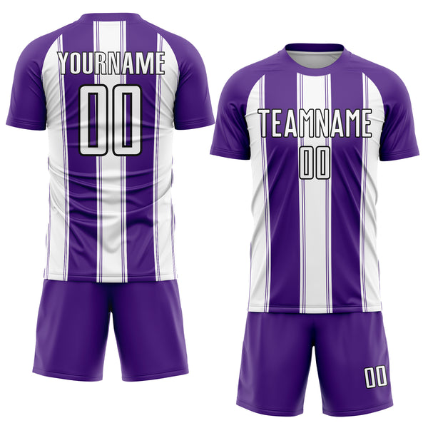 Custom Purple White-Black Line Sublimation Soccer Uniform Jersey