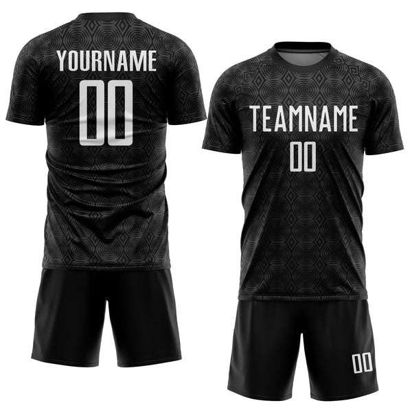 Custom Black White Geometric Shapes Sublimation Soccer Uniform Jersey