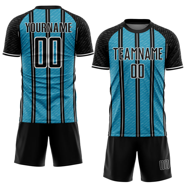 Custom Black Panther Blue-White Line Sublimation Soccer Uniform Jersey