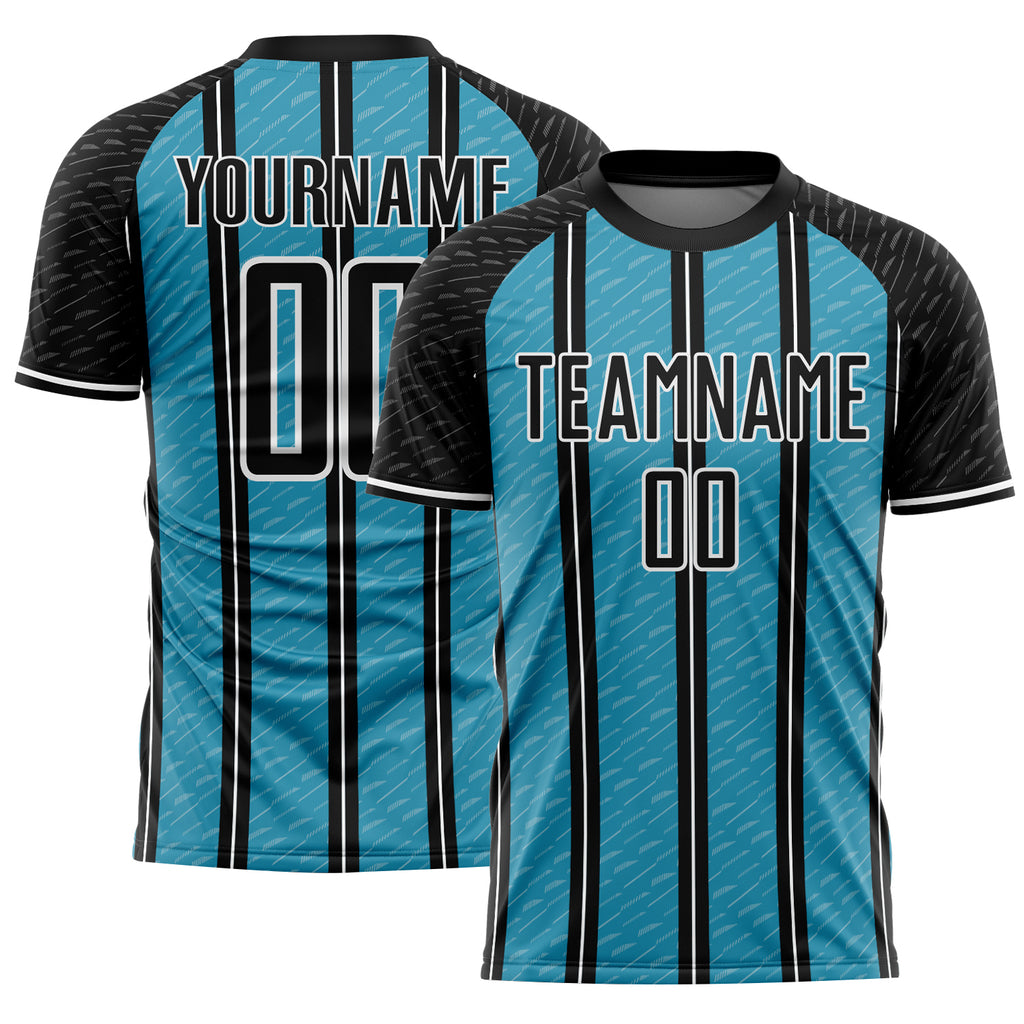 Custom Black Panther Blue-White Line Sublimation Soccer Uniform Jersey