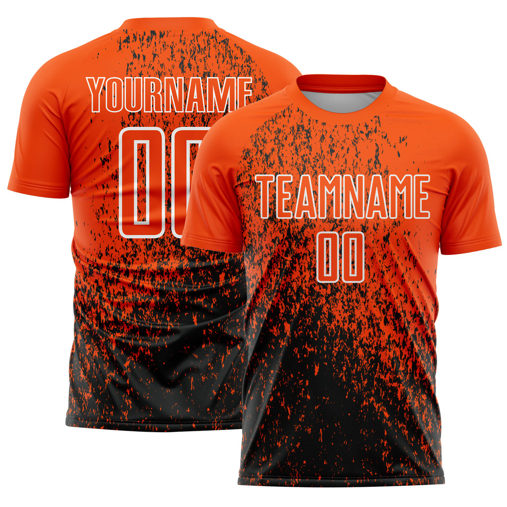 Custom Orange Black-White Abstract Fragment Art Sublimation Soccer Uniform Jersey