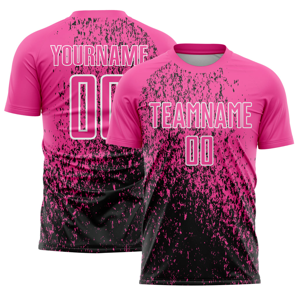 Custom Pink Black-White Abstract Fragment Art Sublimation Soccer Uniform Jersey